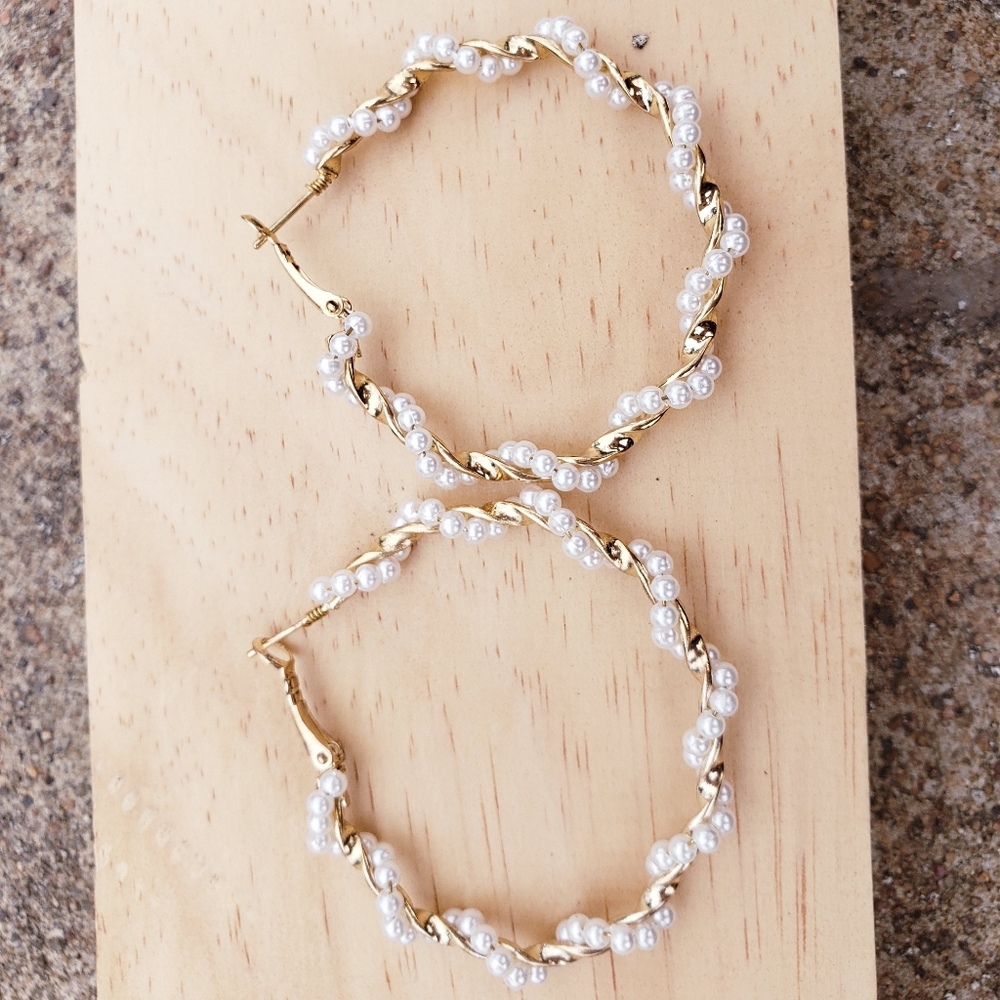Simple pearl hoop earrings